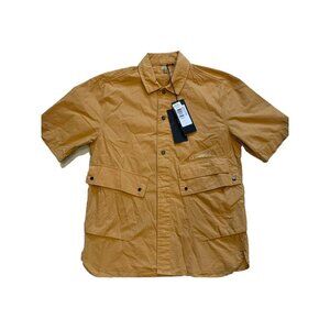 C.P. Company Men's Brown Short Sleeve Button Up Cotton Poplin Shirt Medium NWT